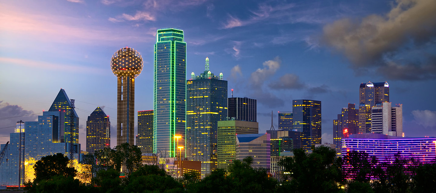 Dallas, Texas lit up at night