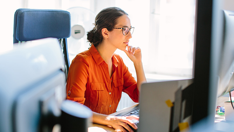 Business woman working at desk