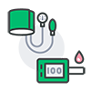 Blood sugar and blood pressure monitor icons