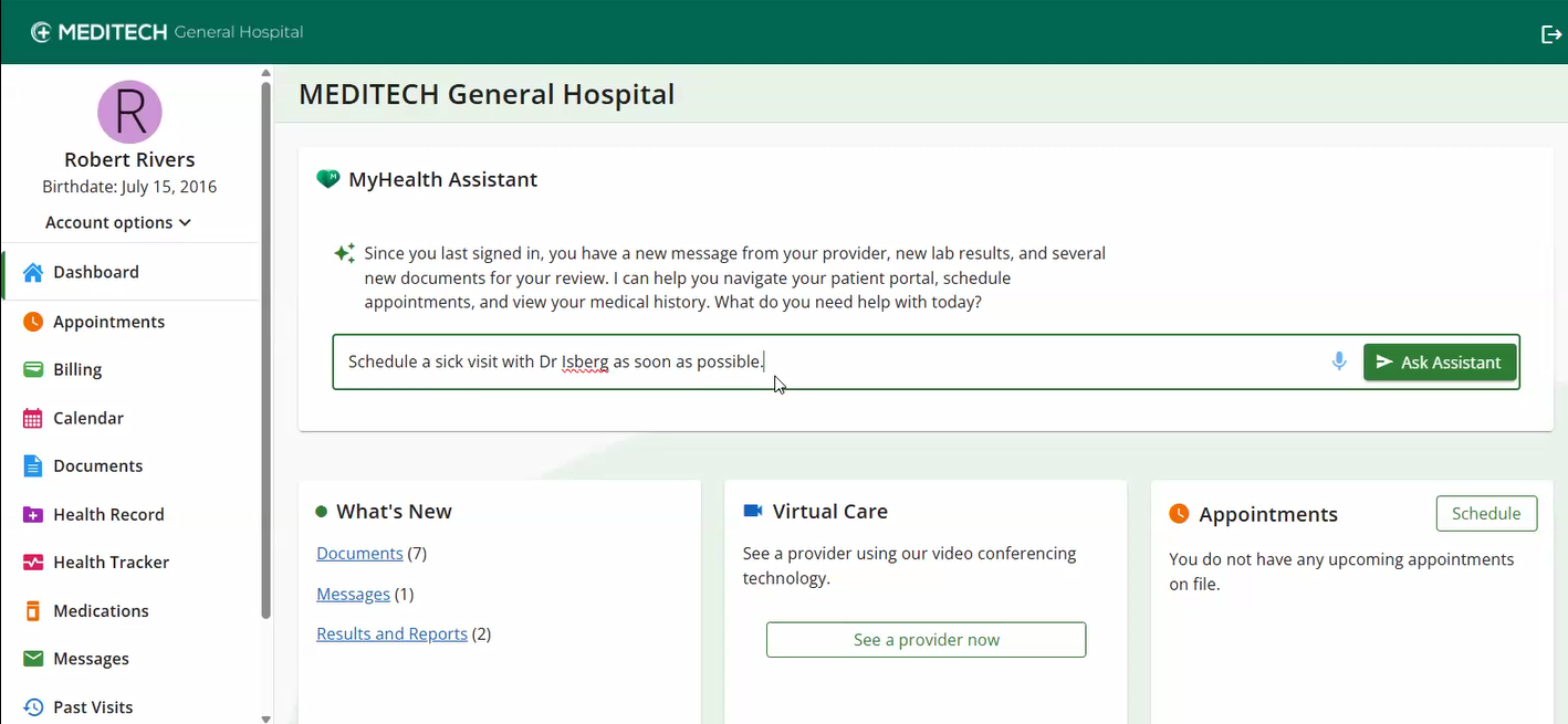 MEDITECH Expanse Nursing Handoff screenshot