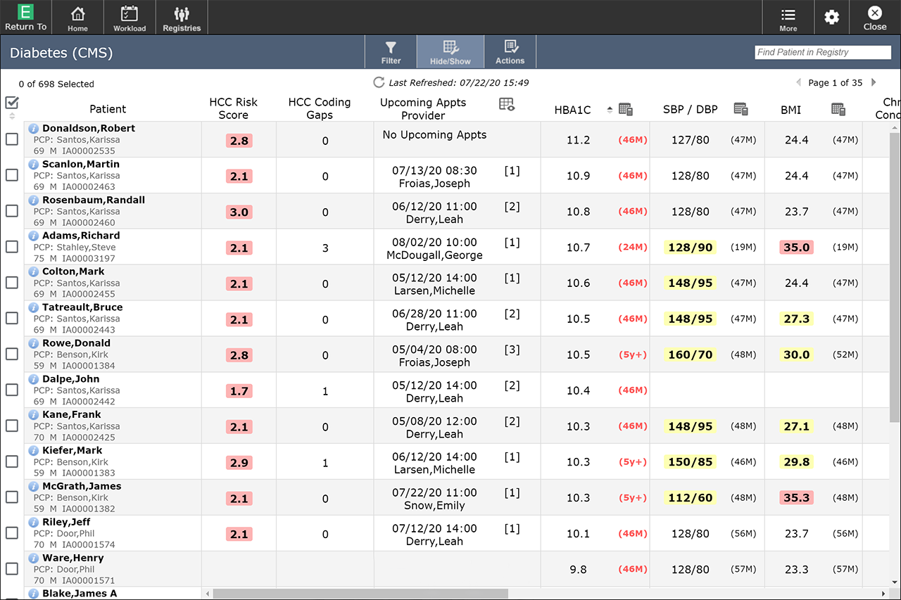 MEDITECH Care Coordination tablet screenshot