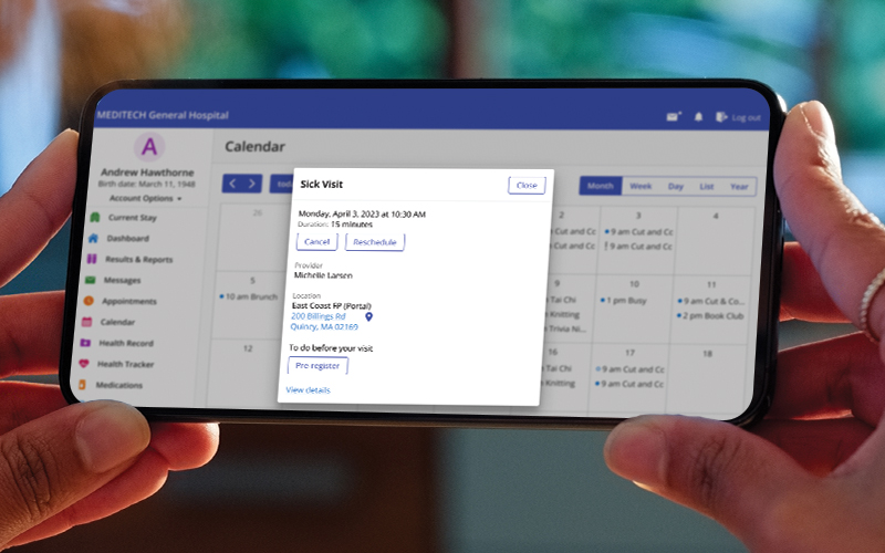 MEDITECH centralized appointments screenshot