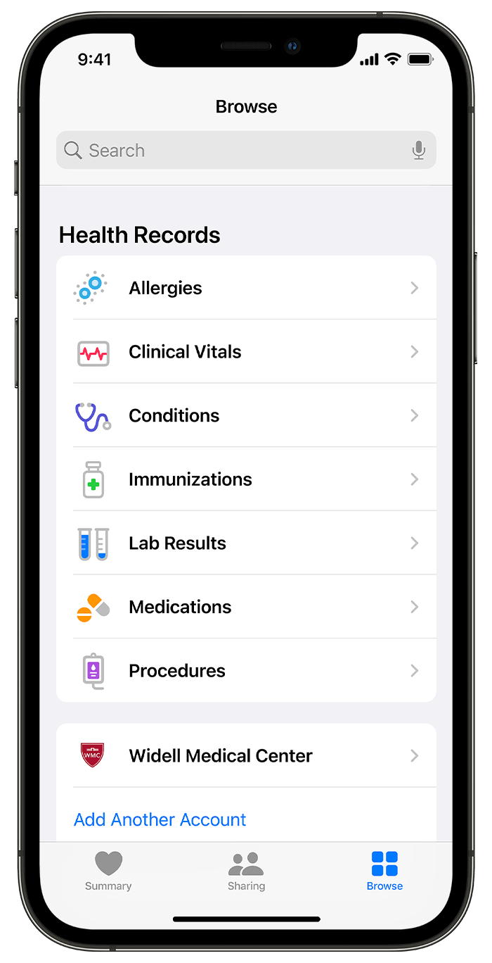 Apple iPhone medical health records