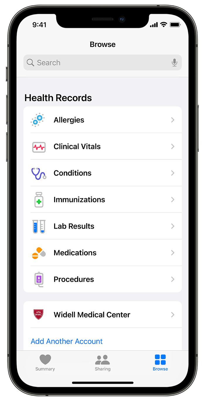 Apple Computer's Apple Health app on an iPhone screen