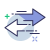 Icon showing two arrows depicting information exchange