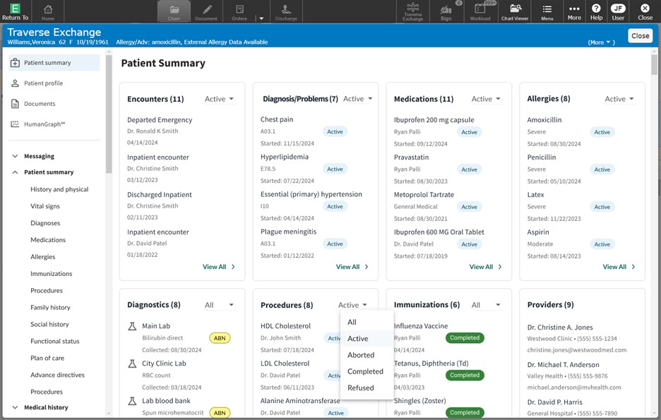 MEDITECH Longitudinal View screenshot