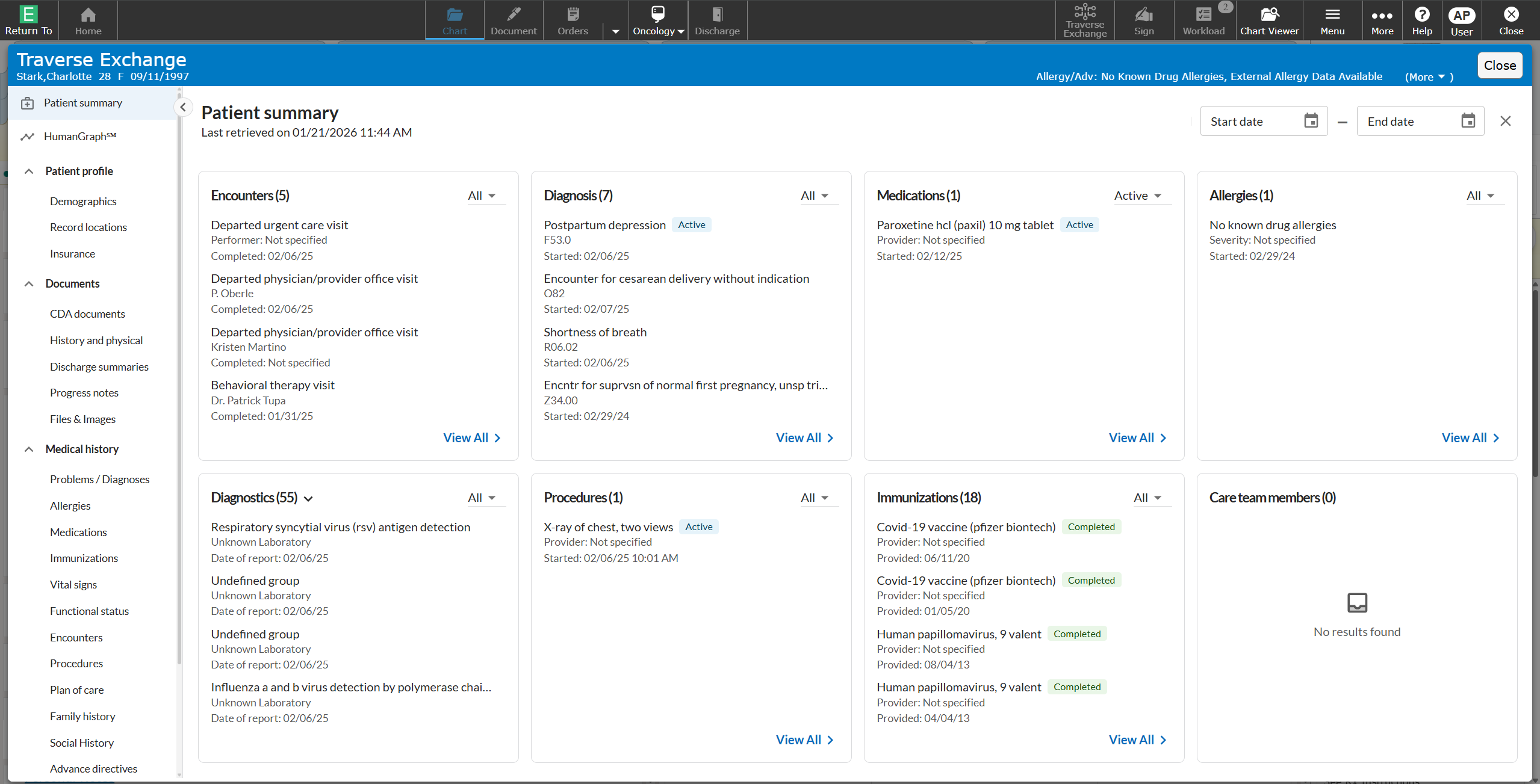 MEDITECH Longitudinal View screenshot