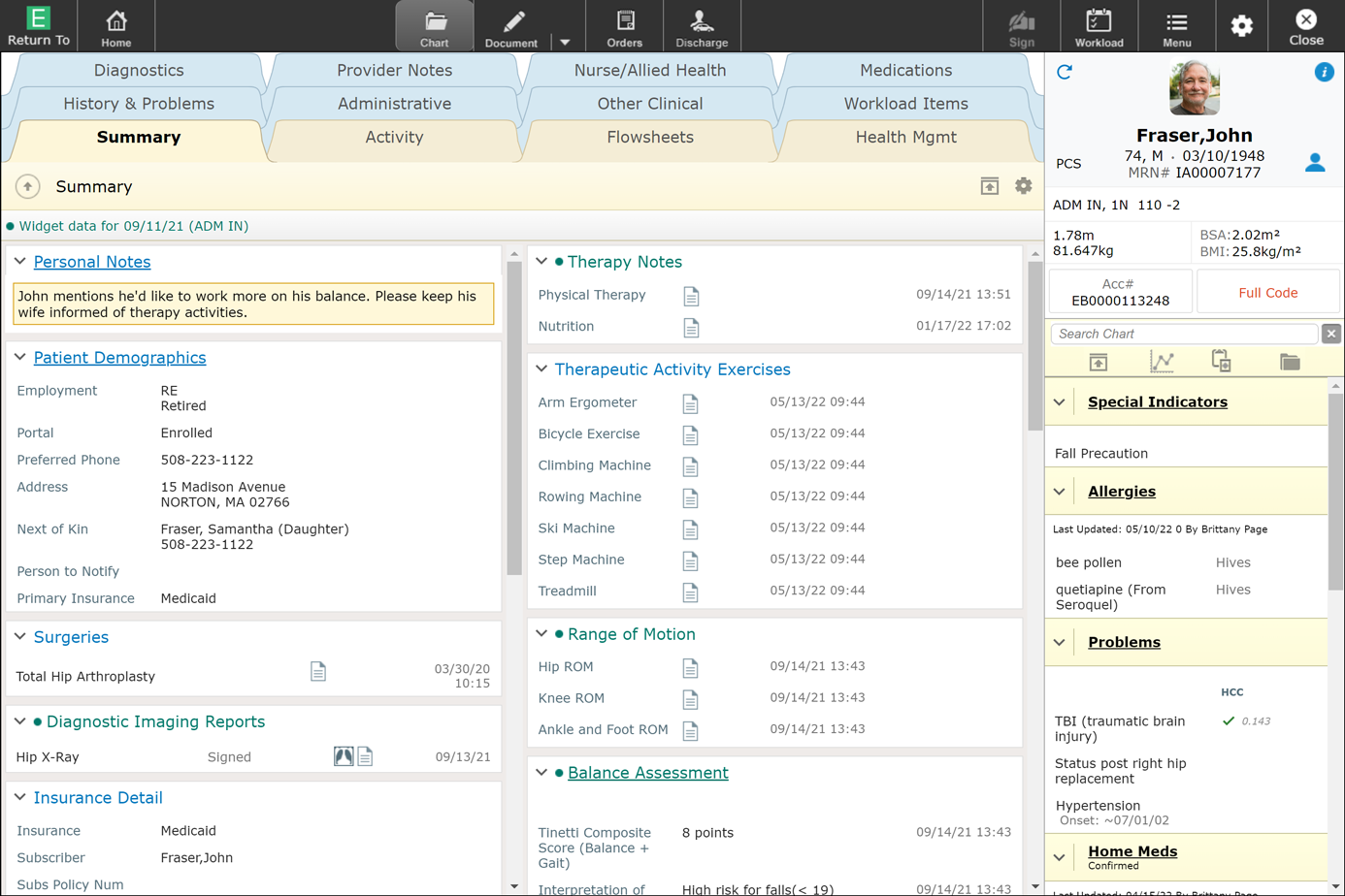 MEDITECH Expanse screen showing patient care workflow