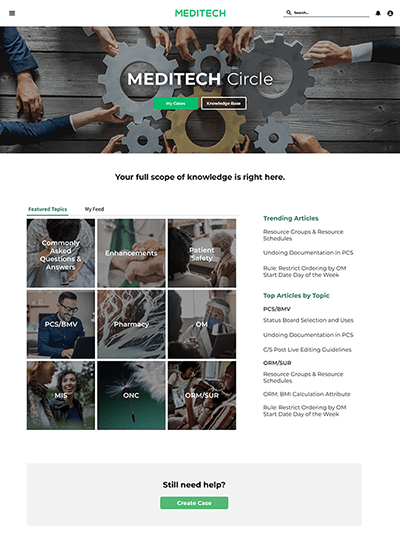 Screenshot of MEDITECH Circle