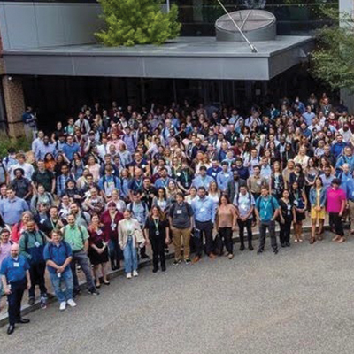 large MEDITECH staff gathering outside of a MEDITECH building